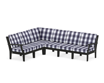 POLYWOOD® Braxton Modular 6-Piece Deep Seating Set in Black / Buffalo Plaid Navy
