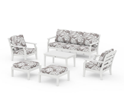 Draper James™ by  POLYWOOD® Savannah 6-Piece Lounge Sofa Set in White / Leaf Grey Mist