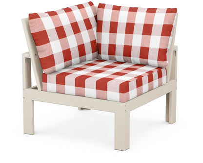 Unbranded Modular Corner Chair in Sand / Buffalo Plaid Crimson
