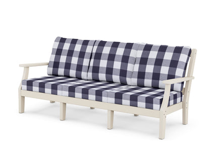 Martha Stewart by POLYWOOD® Chinoiserie Deep Seating Sofa in Sand / Buffalo Plaid Navy