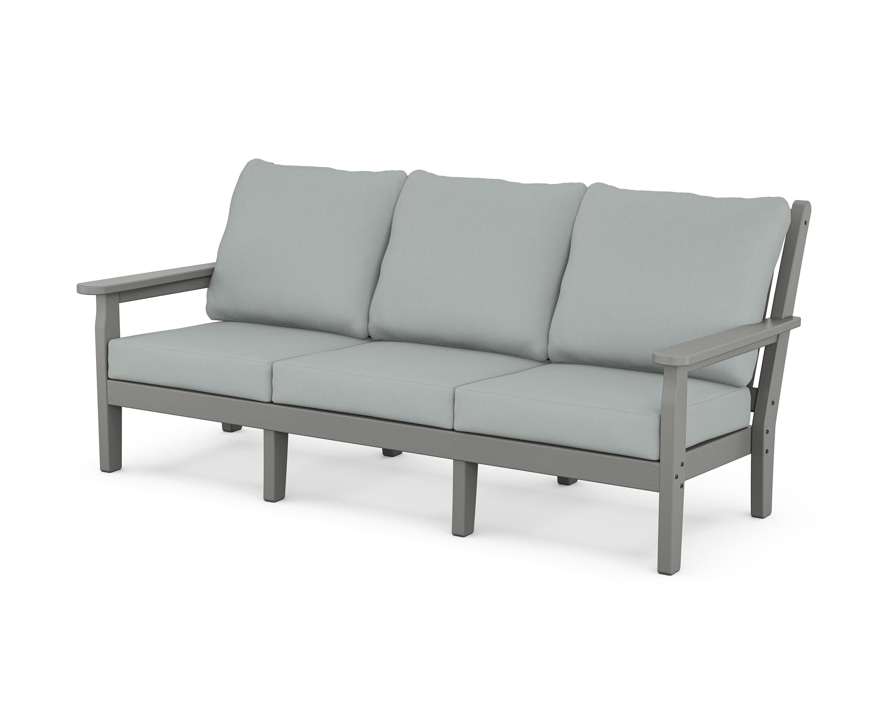 POLYWOOD® Chippendale Deep Seating Sofa in Slate Grey / Spa