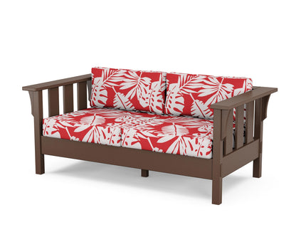 Martha Stewart by POLYWOOD® Acadia Deep Seating Loveseat in Mahogany / Leaf Crimson