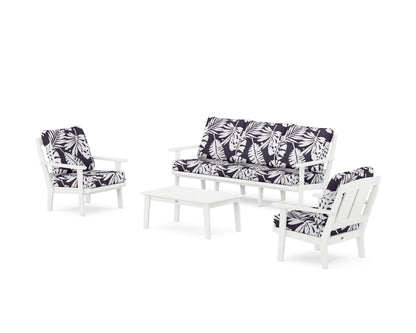 POLYWOOD® Mission 4-Piece Deep Seating Set with Sofa in White / Leaf Navy