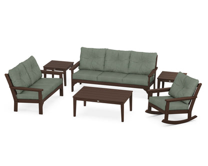 POLYWOOD® Vineyard 6-Piece Deep Seating Set in Mahogany / Cast Sage