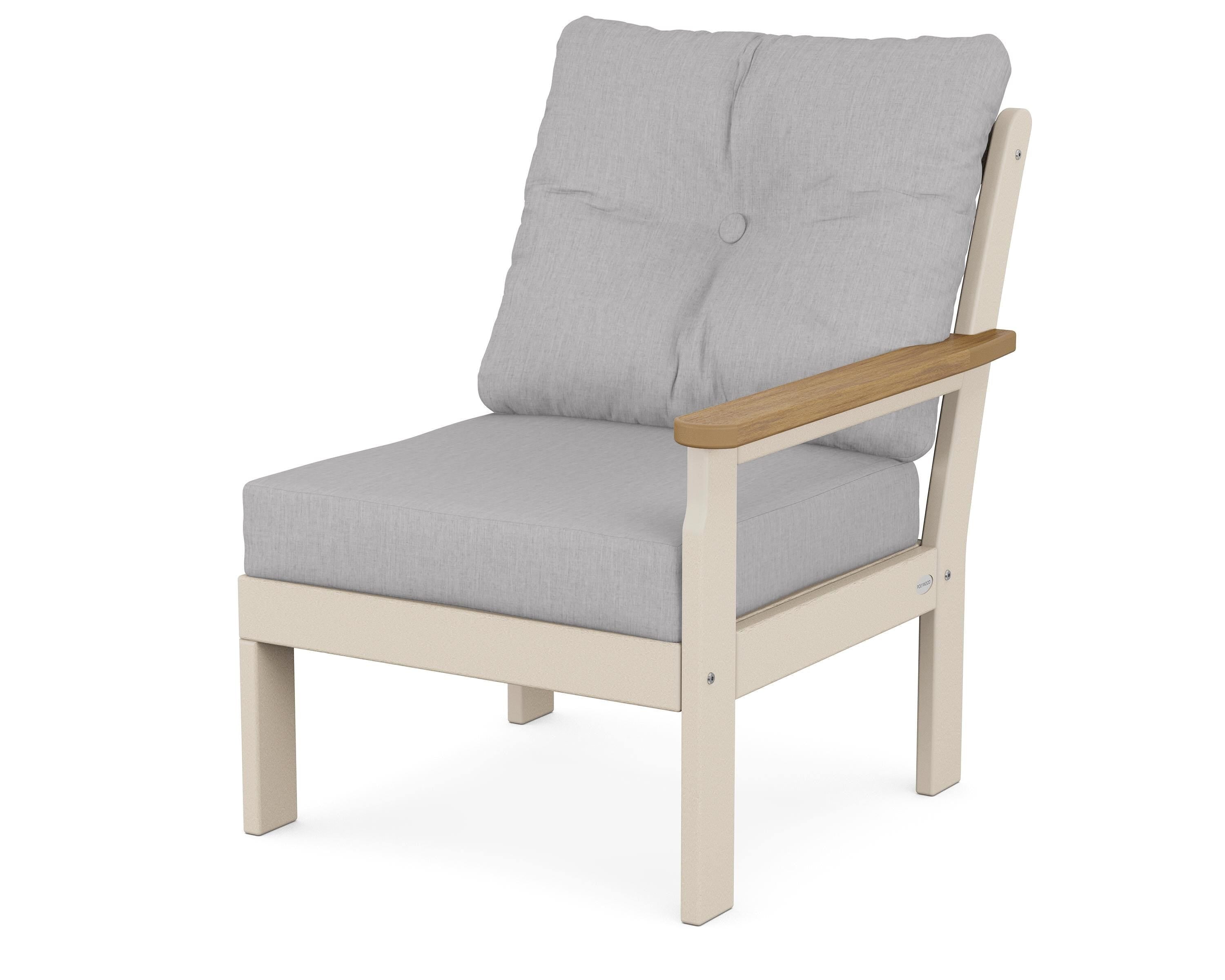 POLYWOOD® Vineyard Modular Right Arm Chair in Sand / Natural / Granite