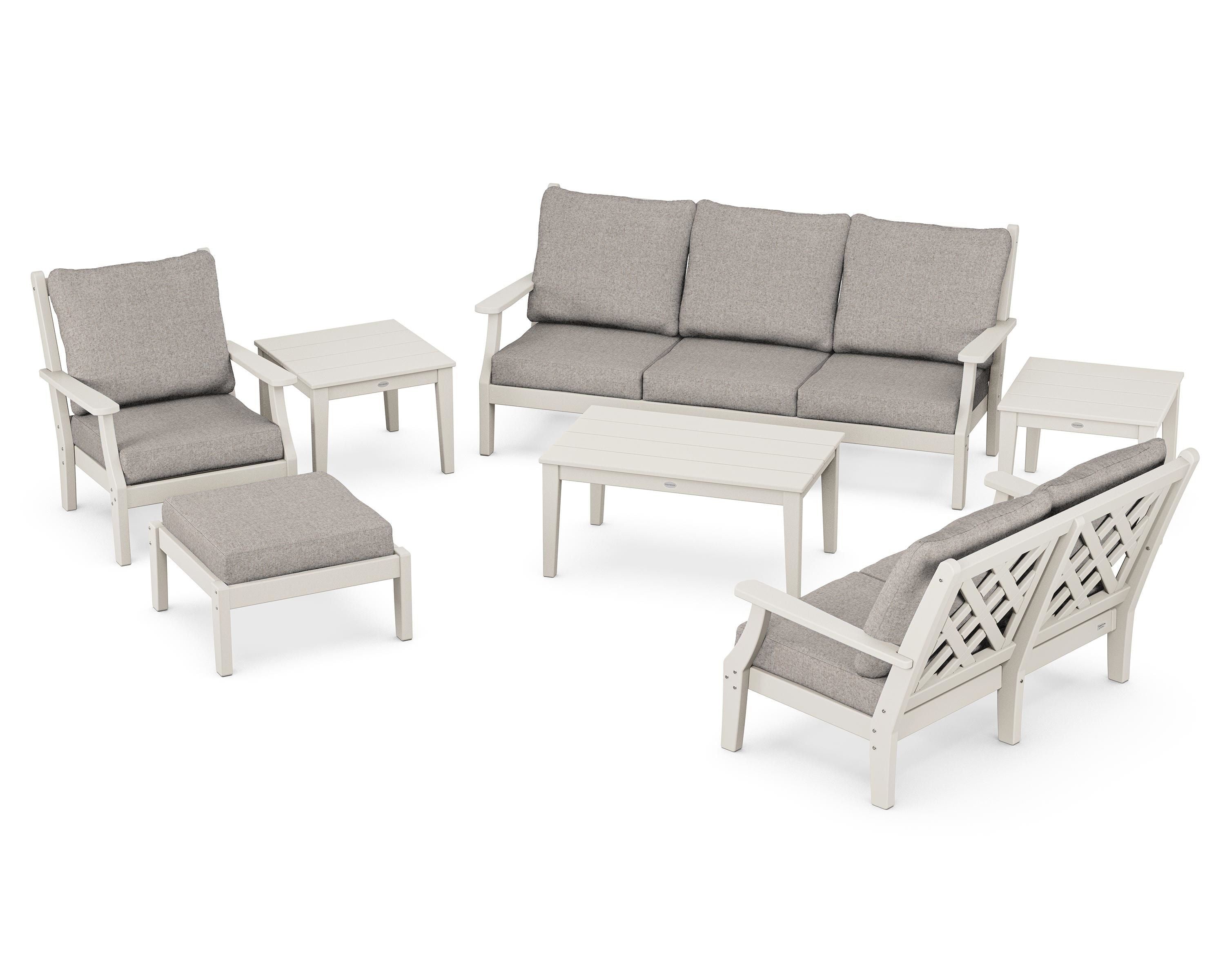 Country Living Wovendale 7-Piece Deep Seating Set in Sand / Weathered Tweed