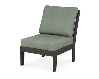 POLYWOOD® Braxton Modular Armless Chair in Vintage Coffee / Cast Sage