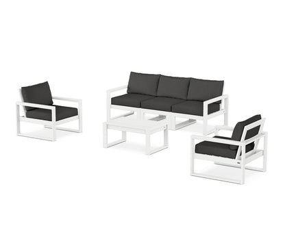 POLYWOOD® EDGE Sectional 4-Piece Deep Seating Set with Sofa in White / Spectrum Carbon