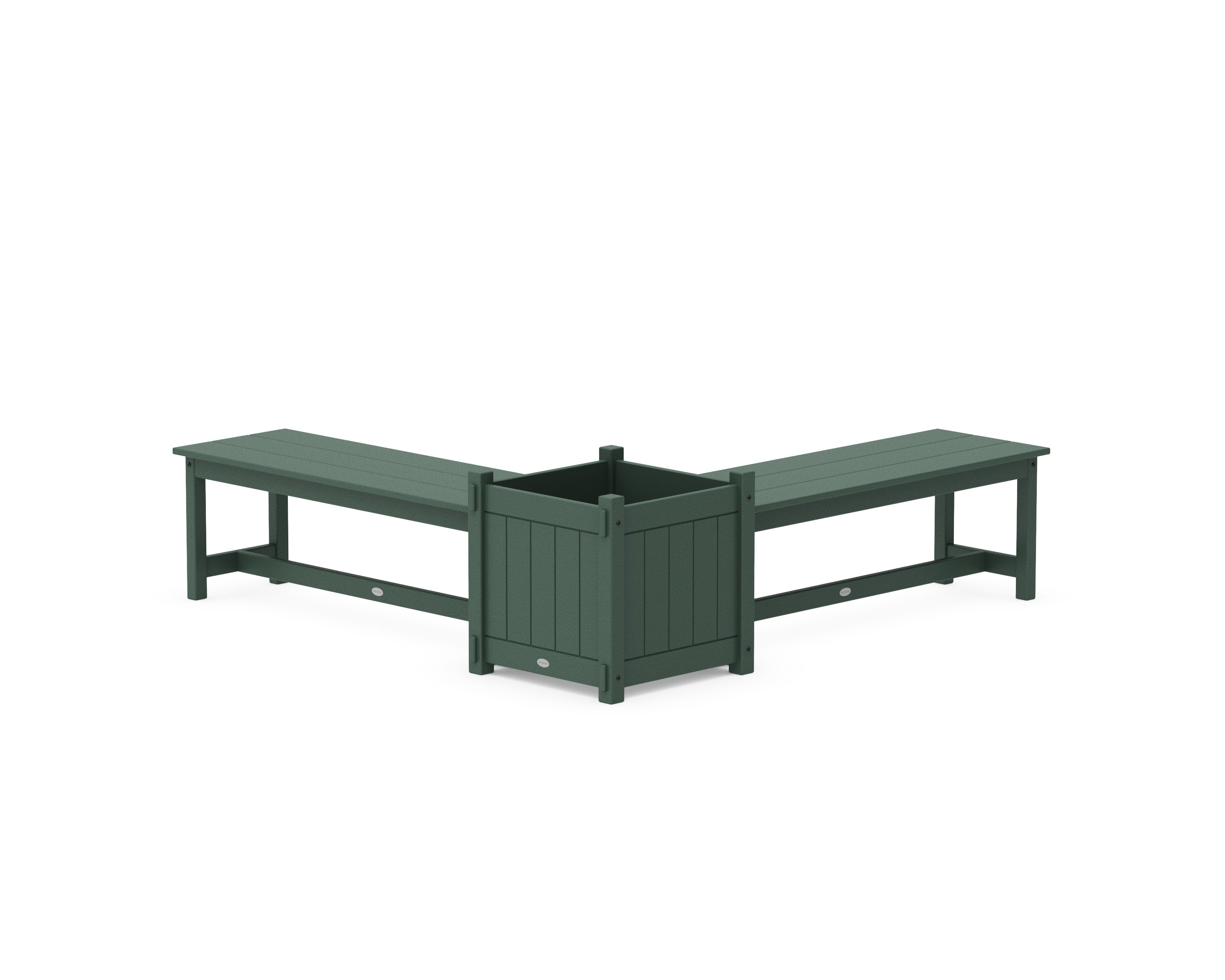 POLYWOOD® 48" Vineyard L- Shaped Planter Bench Set- Large in Green