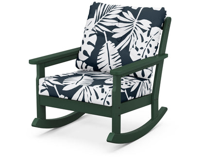 POLYWOOD® Vineyard Deep Seating Rocking Chair in Green / Leaf Marine Indigo