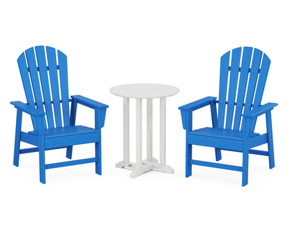 POLYWOOD® South Beach 3-Piece Round Farmhouse Bistro Dining Set in Pacific Blue / White