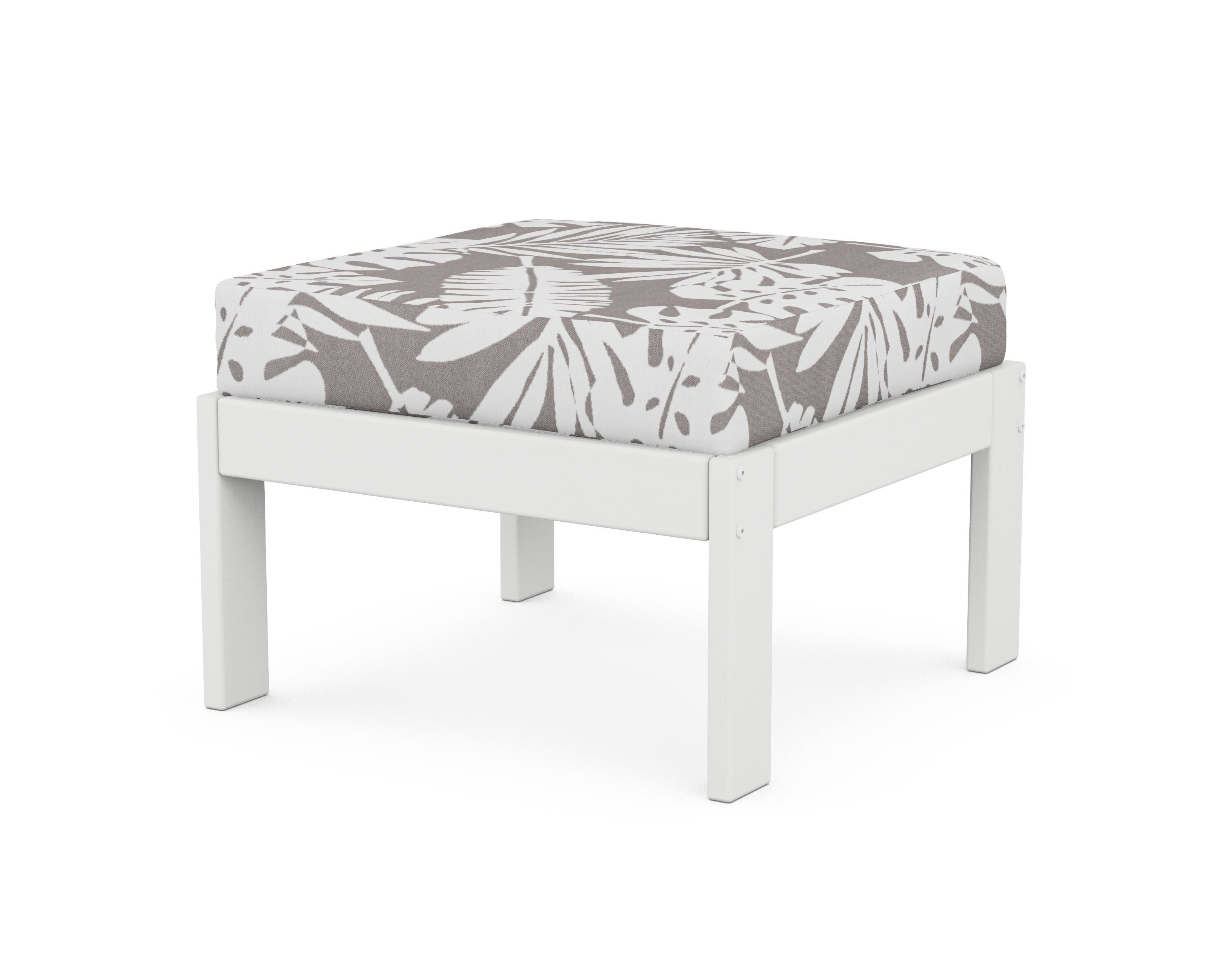 POLYWOOD® Vineyard Modular Ottoman in White / Leaf Grey Mist