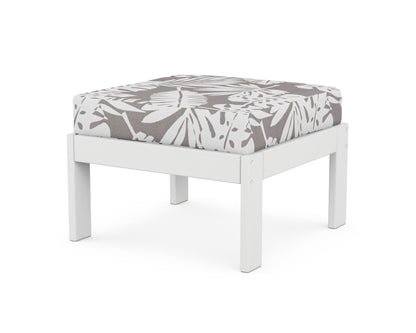 POLYWOOD® Vineyard Modular Ottoman in White / Leaf Grey Mist