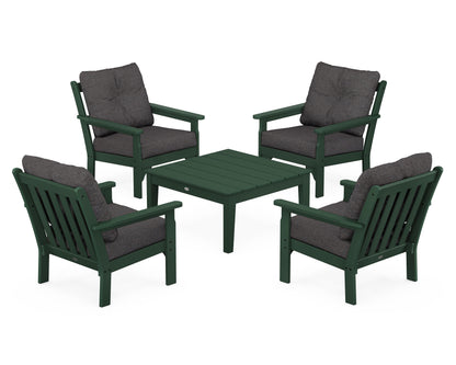 POLYWOOD® Vineyard 5-Piece Deep Seating Conversation Set in Green / Ash Charcoal