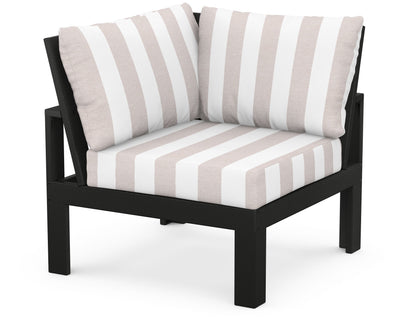 Unbranded Modular Corner Chair in Black / Cabana Stripe Dune Burlap