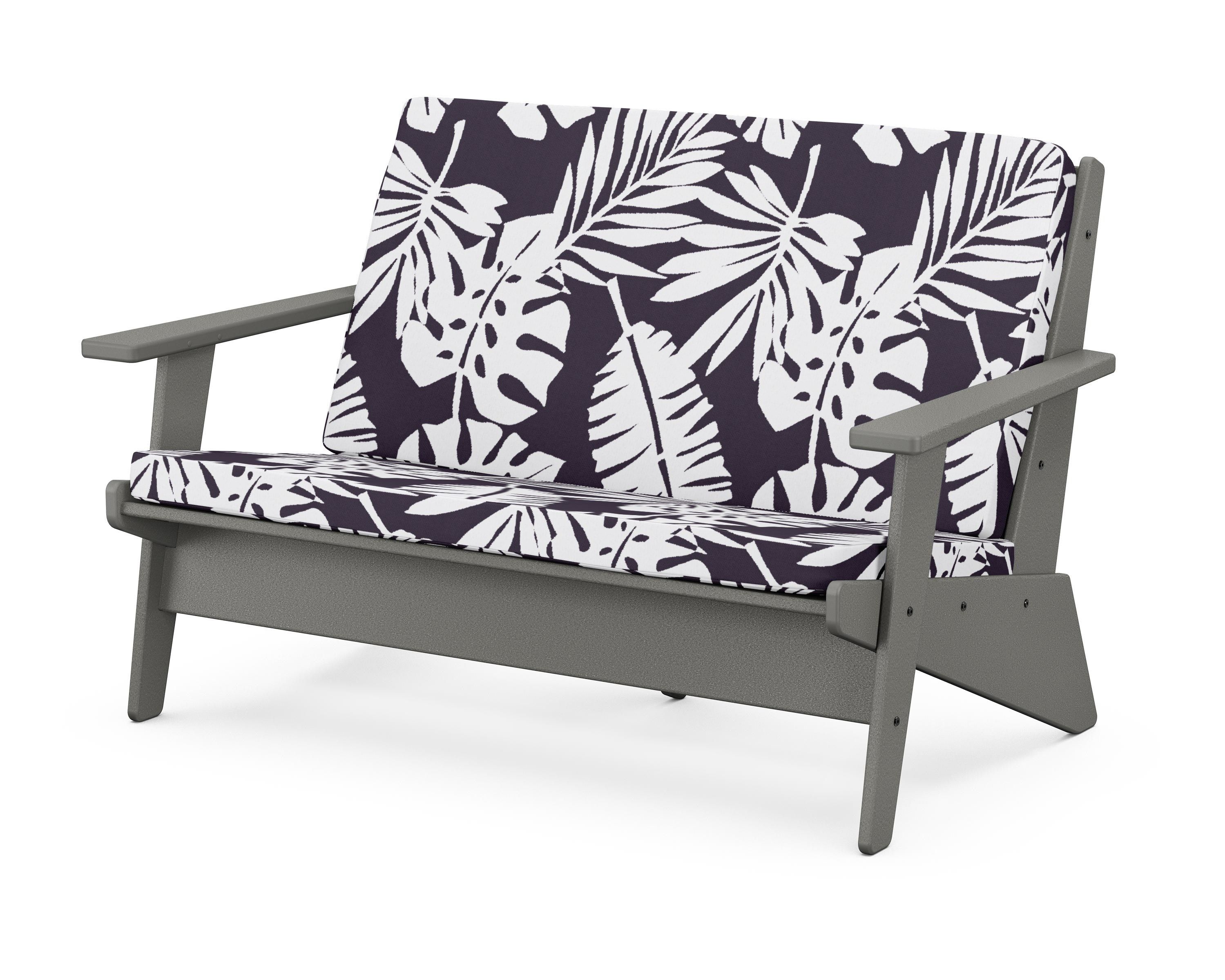 POLYWOOD® Riviera Modern Lounge Loveseat in Slate Grey / Leaf Navy
