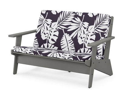 POLYWOOD® Riviera Modern Lounge Loveseat in Slate Grey / Leaf Navy