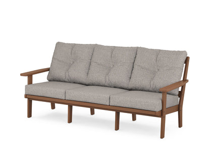 POLYWOOD® Prairie Deep Seating Sofa in Teak / Weathered Tweed