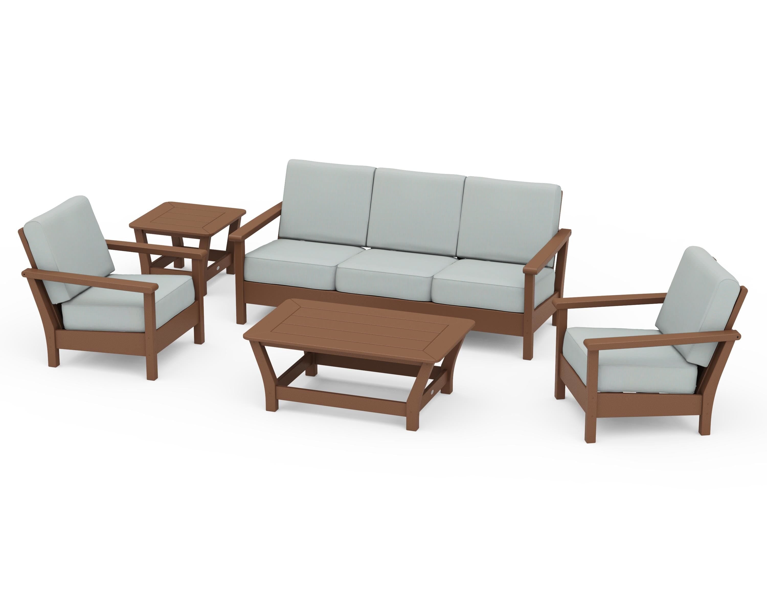 POLYWOOD® Harbour 5-Piece Deep Seating Set in Teak / Spa
