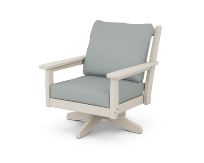 POLYWOOD® Chippendale Deep Seating Swivel Chair in Sand / Spa