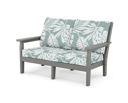 POLYWOOD® Chippendale Deep Seating Loveseat in Slate Grey / Leaf Glacier Spa