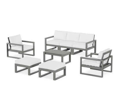 POLYWOOD® EDGE Sectional 8-Piece Lounge Sofa Set in Slate Grey / Natural