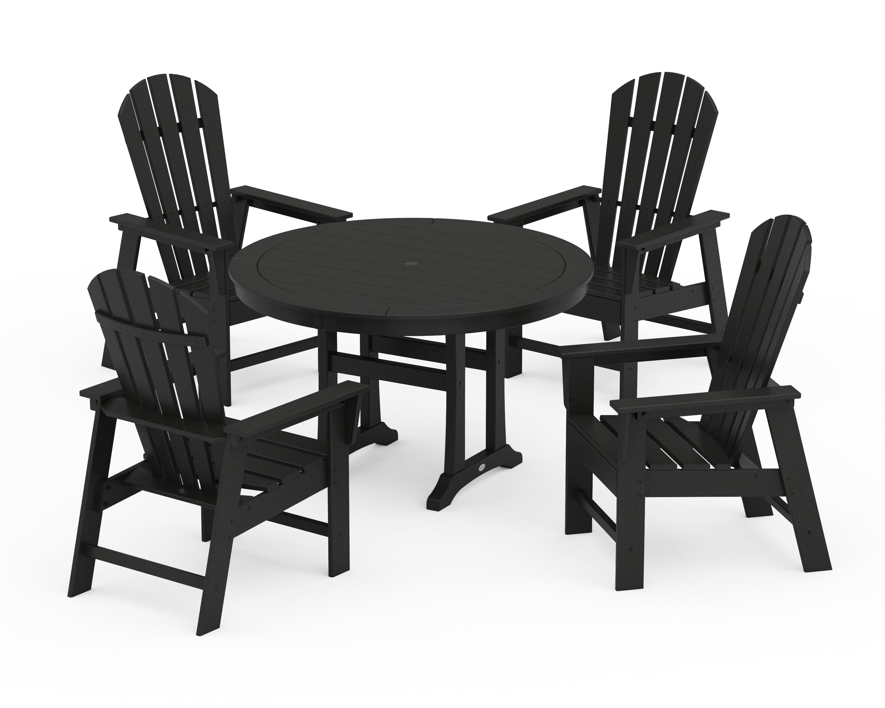 POLYWOOD® South Beach 5-Piece Round Dining Set with Trestle Legs in Black