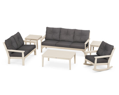 POLYWOOD® Vineyard 6-Piece Deep Seating Set in Sand / Ash Charcoal
