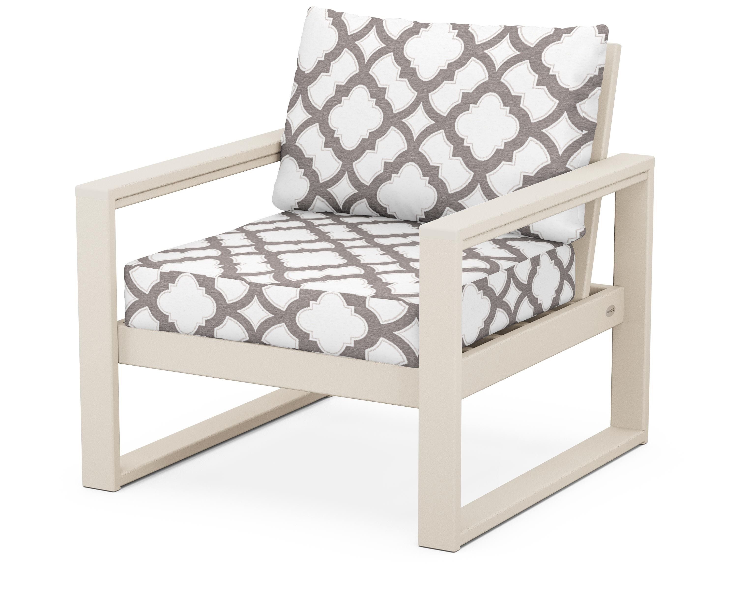 POLYWOOD® EDGE Club Chair in Sand / Trellis Grey Mist