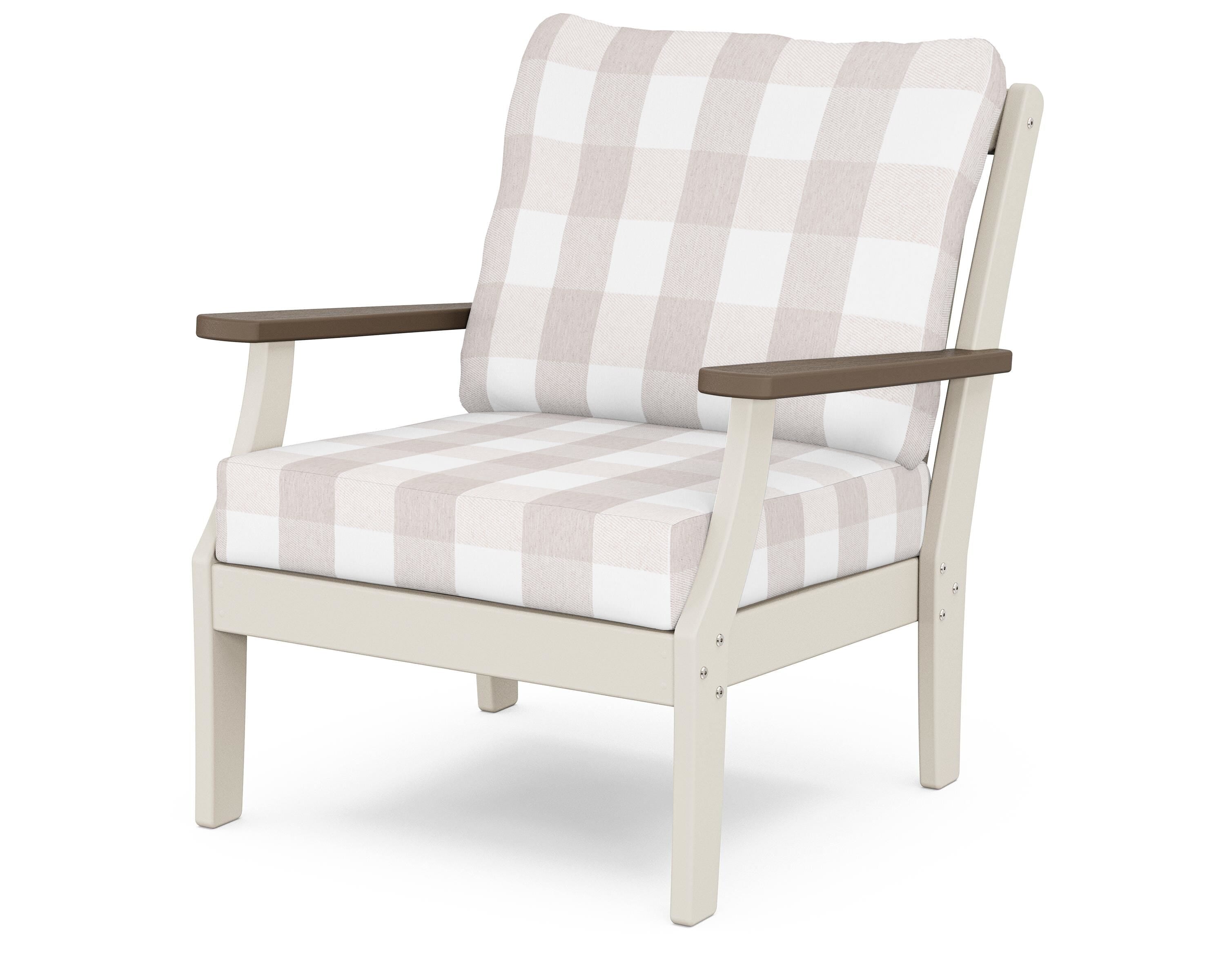 POLYWOOD® Braxton Deep Seating Chair in Sand / Kona / Buffalo Plaid Dune Burlap