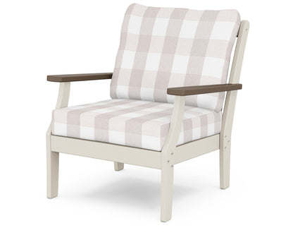 POLYWOOD® Braxton Deep Seating Chair in Sand / Kona / Buffalo Plaid Dune Burlap