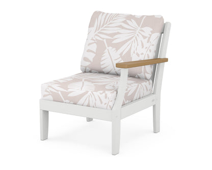 POLYWOOD® Braxton Modular Right Arm Chair in White / Natural / Leaf Dune Burlap