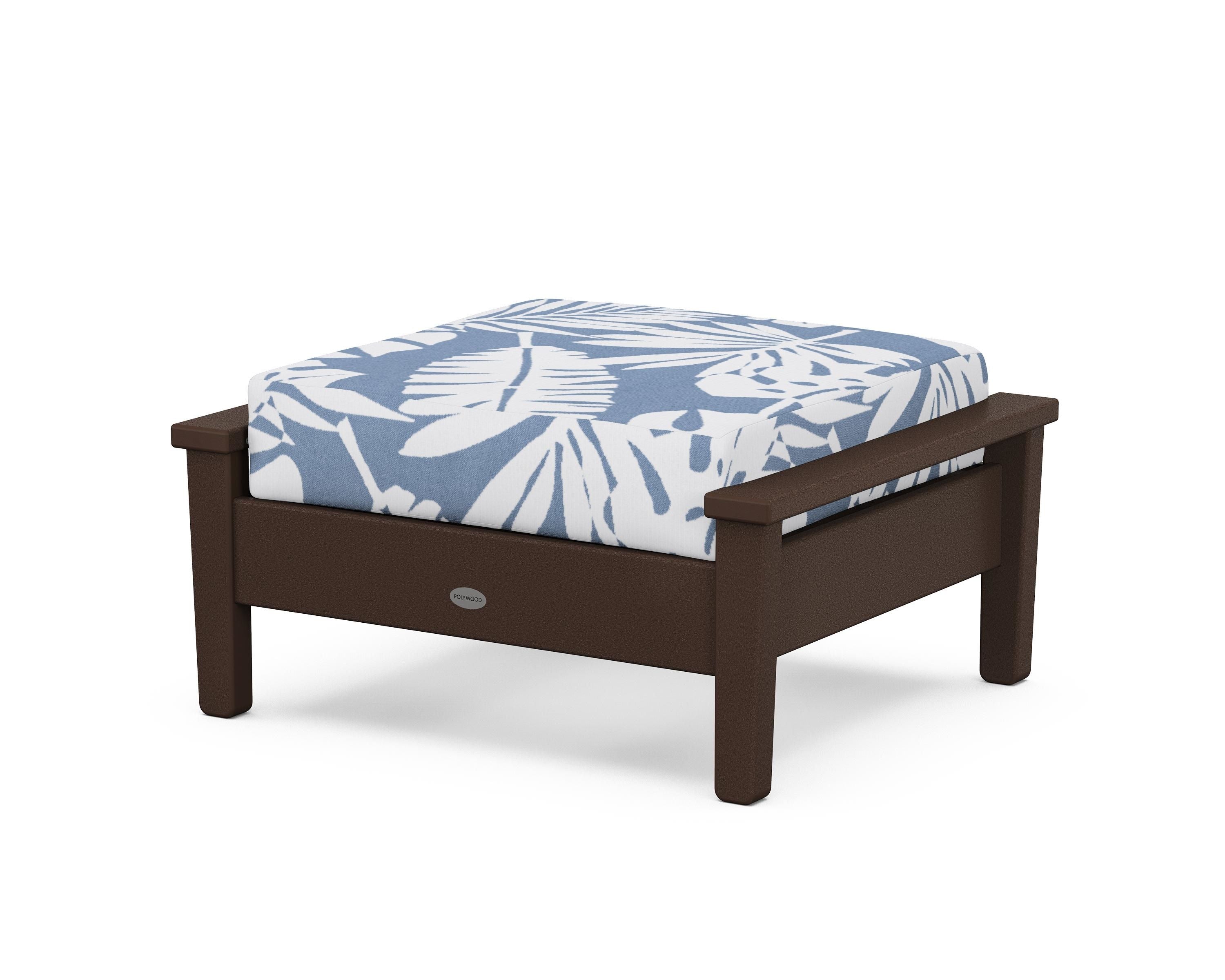 POLYWOOD® Prescott Deep Seating Ottoman in Mahogany / Leaf Sky Blue