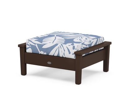 POLYWOOD® Prescott Deep Seating Ottoman in Mahogany / Leaf Sky Blue