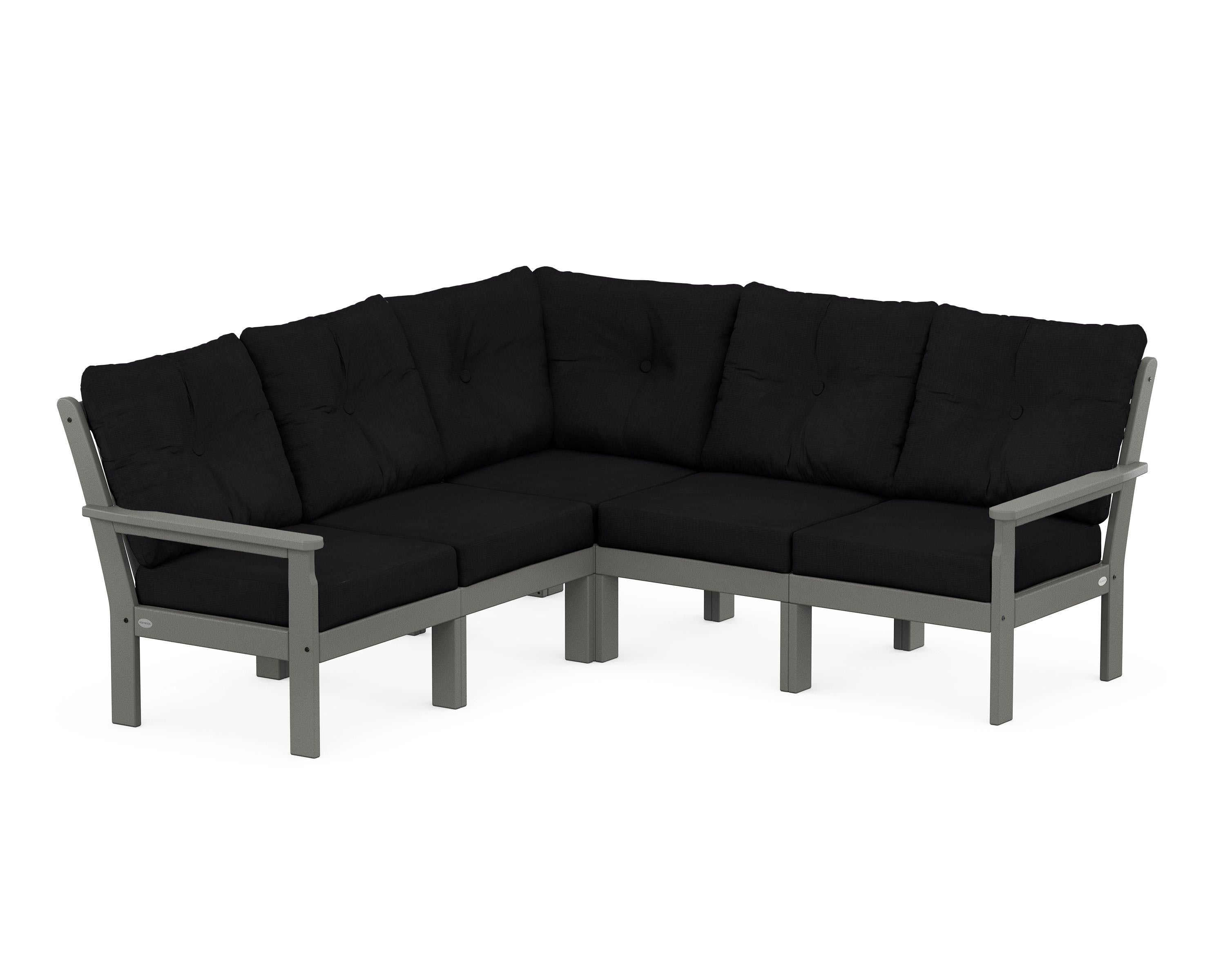 POLYWOOD® Vineyard 5-Piece Sectional in Slate Grey / Midnight Linen