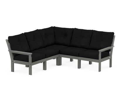POLYWOOD® Vineyard 5-Piece Sectional in Slate Grey / Midnight Linen