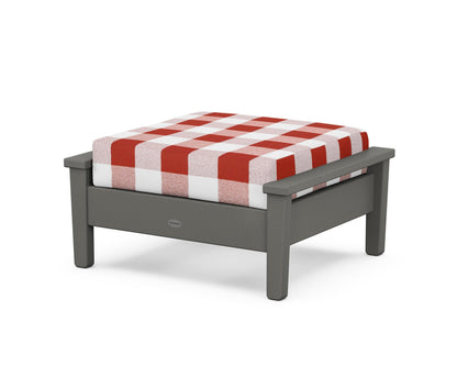 POLYWOOD® Prescott Deep Seating Ottoman in Slate Grey / Buffalo Plaid Crimson