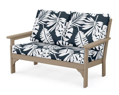 POLYWOOD® Vineyard Deep Seating Loveseat in Vintage Sahara / Leaf Marine Indigo