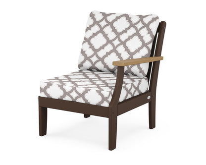 POLYWOOD® Braxton Modular Right Arm Chair in Mahogany / Natural / Trellis Grey Mist