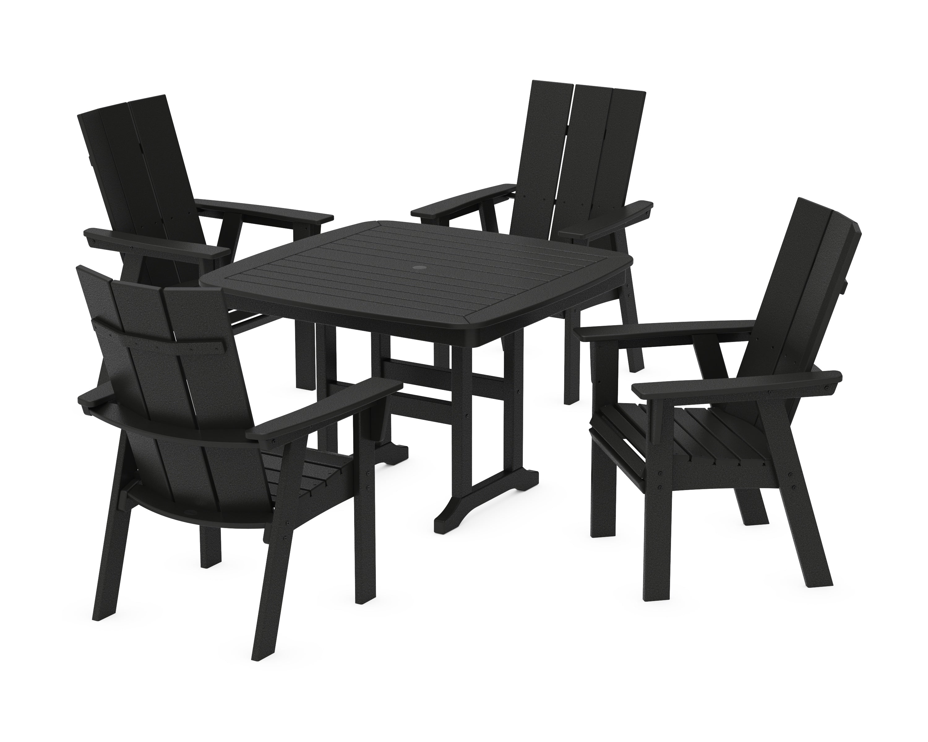 POLYWOOD® Modern Curveback Adirondack 5-Piece Dining Set in Black