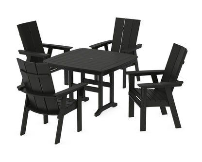 POLYWOOD® Modern Curveback Adirondack 5-Piece Dining Set in Black