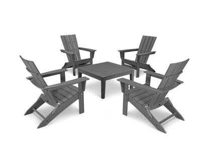 POLYWOOD® Quattro Folding Chair 5-Piece Conversation Set in Slate Grey