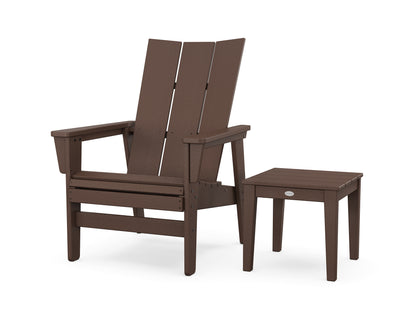 POLYWOOD® Modern Grand Upright Adirondack Chair with Side Table in Mahogany