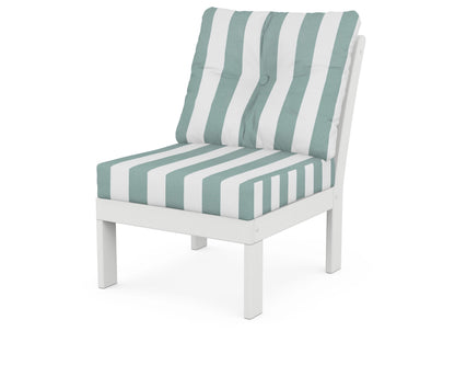 POLYWOOD® Vineyard Modular Armless Chair in White / Cabana Stripe Glacier Spa