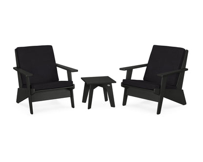 POLYWOOD® Riviera Modern Lounge 3-Piece Set in Black / Midnight Linen