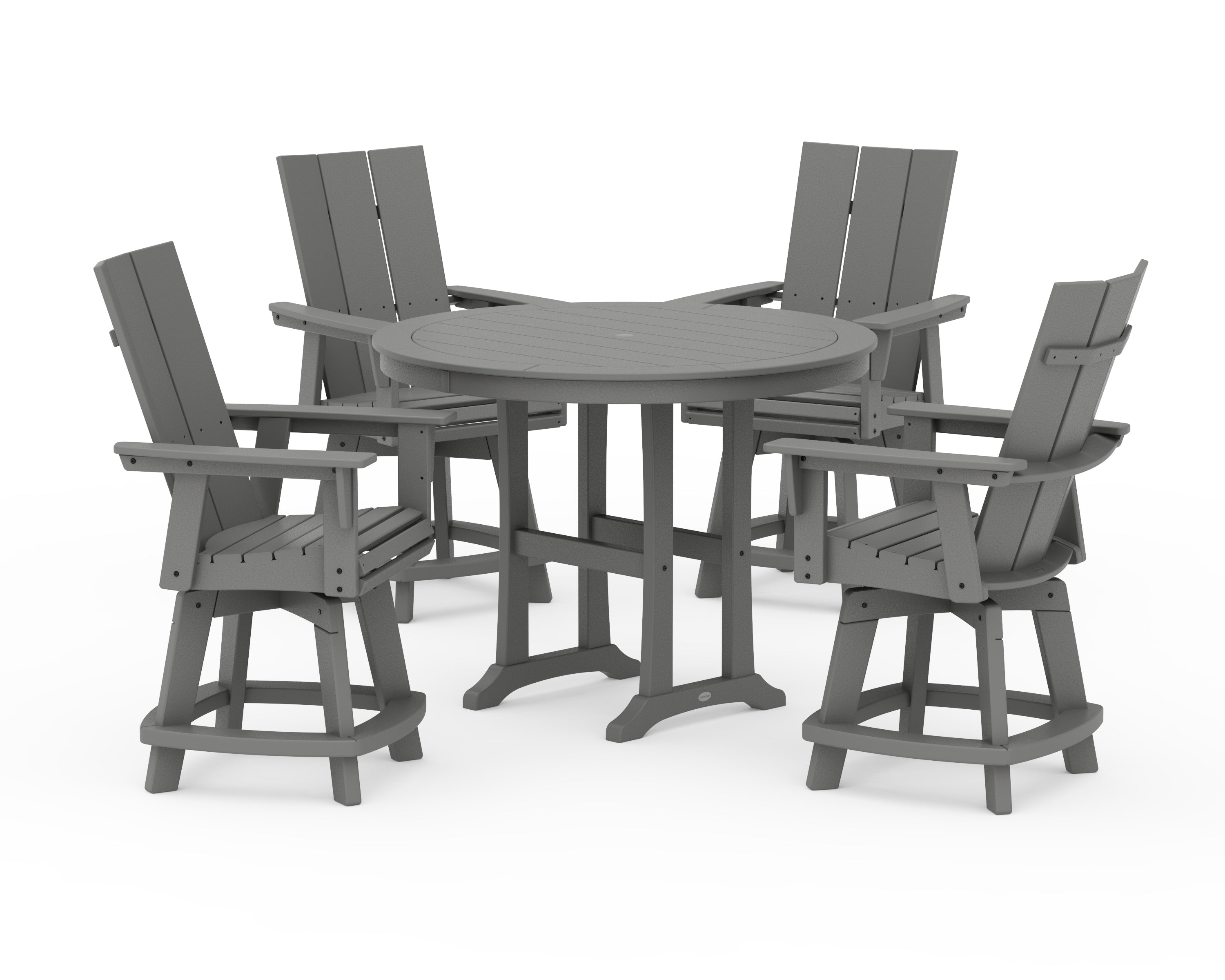 POLYWOOD® 5-Piece Modern Swivel Counter Set in Slate Grey