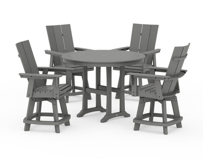 POLYWOOD® 5-Piece Modern Swivel Counter Set in Slate Grey
