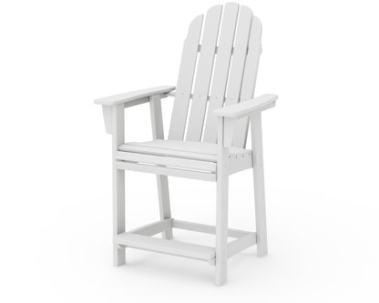 POLYWOOD® Vineyard Curveback Adirondack Counter Chair in White