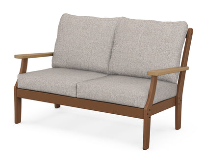 POLYWOOD® Braxton Deep Seating Loveseat in Teak / Natural / Weathered Tweed