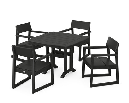 POLYWOOD® EDGE 5-Piece Dining Set with Trestle Legs in Black